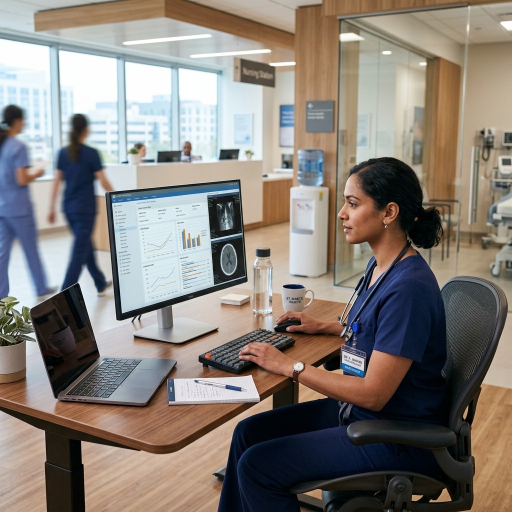 Clinician at desk